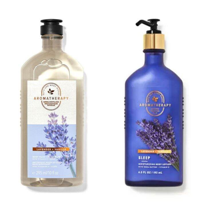 Bath & Body Works AROMATHERAPY I Lavender + Vanilla I Body Wash(295ml)/ Moisturizing Body Lotion
