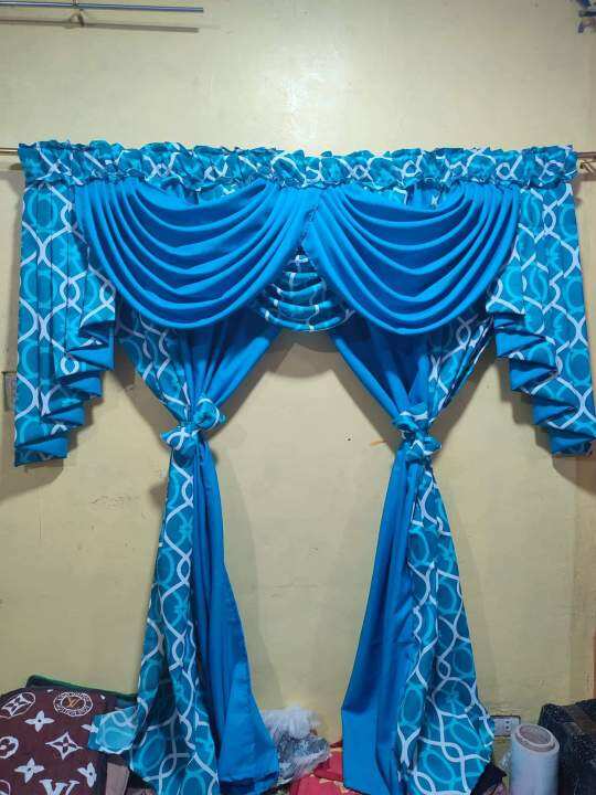 swag curtains and valance (cretona fabric makapal) Lazada PH