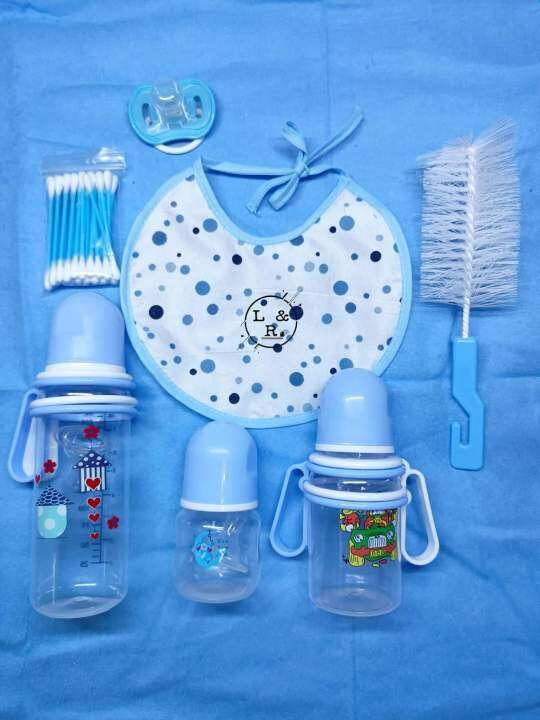 baby Feeding Bottle's Set with pacifier,bib,bottle brush,cotton buds, 8 ...