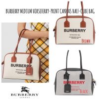 BURBERRY MEDIUM HORSEFERRY-PRINT CANVAS HALF-CUBE BAG