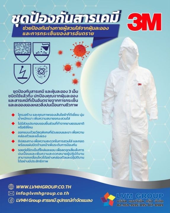 ชุดป้องกันสารเคมี-size-m-ขาว-3m-protective-coverall-4510-ชุดป้องกันเชื้อโรค-ชุดป้องกันเชื้อไวรัส-ชุดppe-lvmh