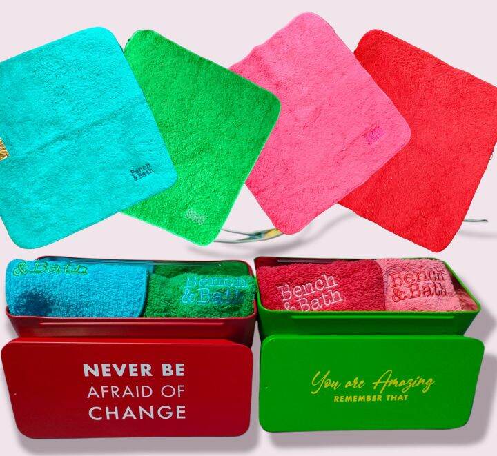 Bench Gift Set Hand/ Face Towel in Can 12"x12" 2pcs or Per pc 129 pesos