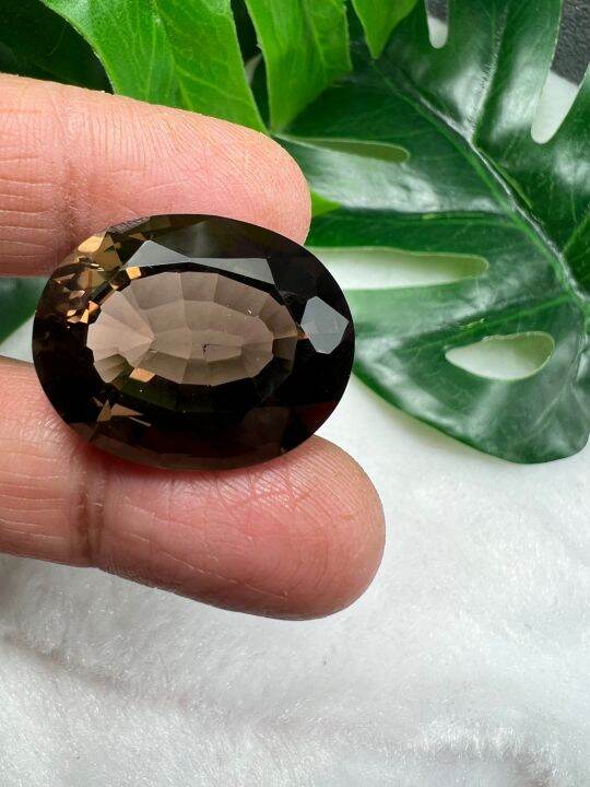 smoky-quartz-premium-pear-สโมคกี้พลอย-ควอตซ์-smoky-quartz-oval-shape-มิลลิเมตร-1-เม็ด-15x22-mm-หนักรวม-23-กะรัต