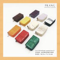 Prang Crocodile Leather Keychain &amp; Coin Wallet กระเป๋าใส่กุญแจ ใส่เหรียญ ซิปคู่ หนังจระเข้แท้ ACWK02BT(S)-R