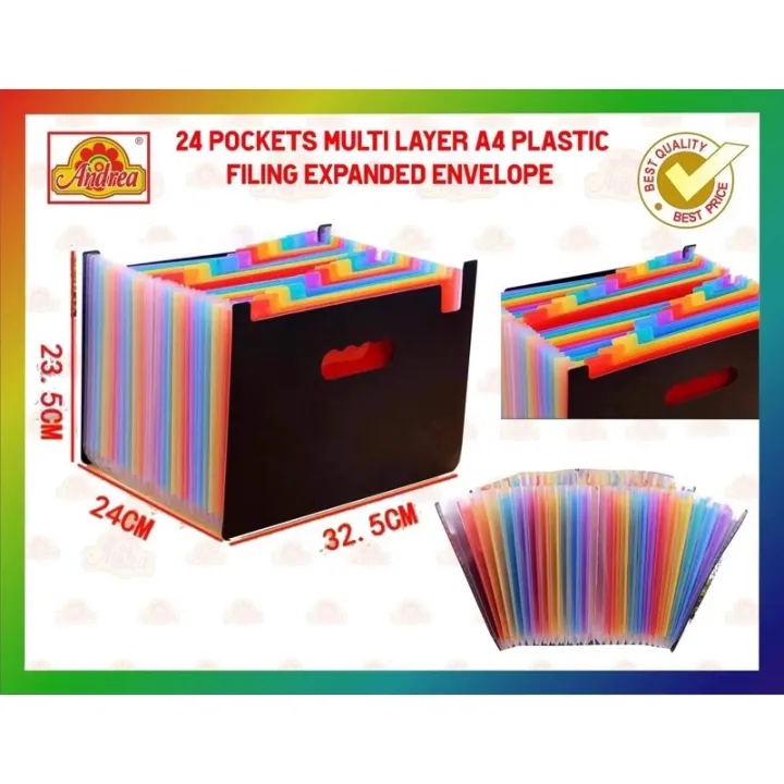 24 Pockets Multi Layer A4 Plastic Filling Expanded Envelope Andrea