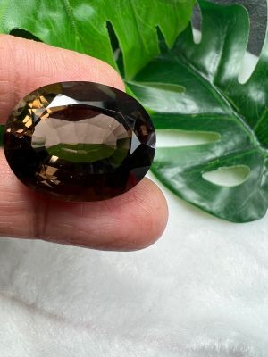 Smoky Quartz premium pear  สโมคกี้พลอย ควอตซ์ Smoky Quartz OVAL Shape มิลลิเมตร..(1 เม็ด) 15x22 MM หนักรวม 23 กะรัต