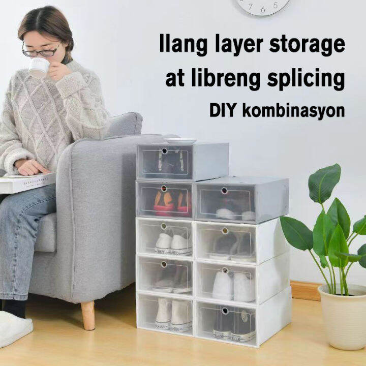 Shoe Box Storage Organizer Plastic DIY Stackable Candy Colorful Shoe