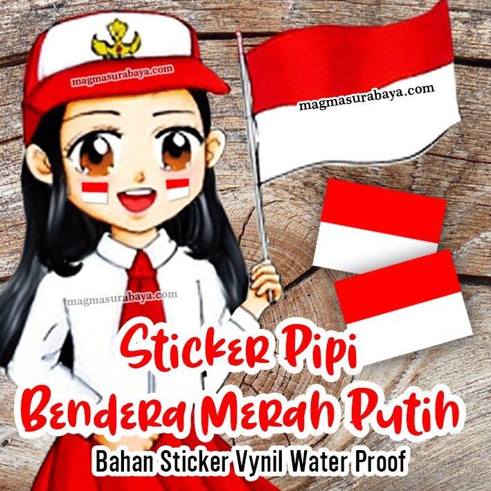 100 Pcs And Free T Stiker Bendera Merah Putih Stiker Pipi Bendera Stiker Kemerdekaan 5683