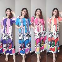 Maxidress Fashion graphic pleat dress แฟชั่นชุดอัดพลีทb246 ชุดเดรสลายสวย เดรสใส่เที่ยวทะเลเที่ยวดอยยืดFreesize ชุดเดรสcolorful ชุดเดรสสาวอวบ คลุมท้องได้ สาวพลัสไซด์