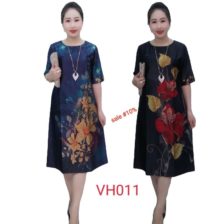 Đầm suông trung niên giá tốt mã VH011 chất liệu vải lụa thượng ...