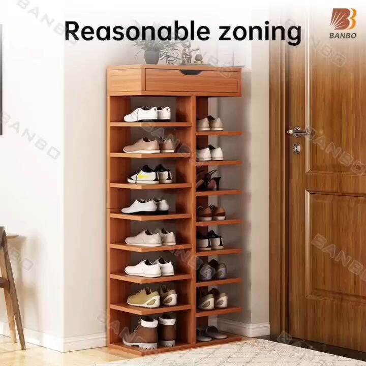 【Permanent warranty】Wooden Shoe Racks Multi Layer Storage Box Shoe Rack