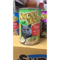 อาหารเปียก Super cat สำหรับแมว รสปลาทูน่าในเยลลี่ ขนาด 400g. ผลิตจากวัตถุดิบชั้นดี  เหมาะสำหรับแมวทุกสายพันธุ์