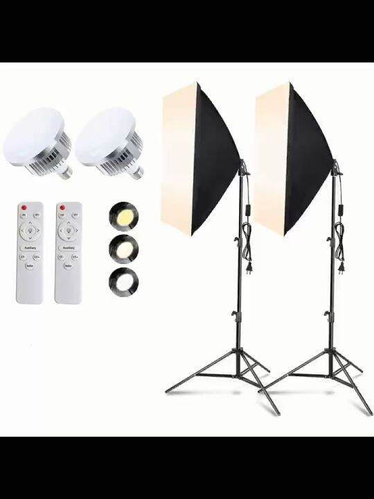 Continuous Photography Lighting Kit with Soft Box E27 LED Bulb Photo