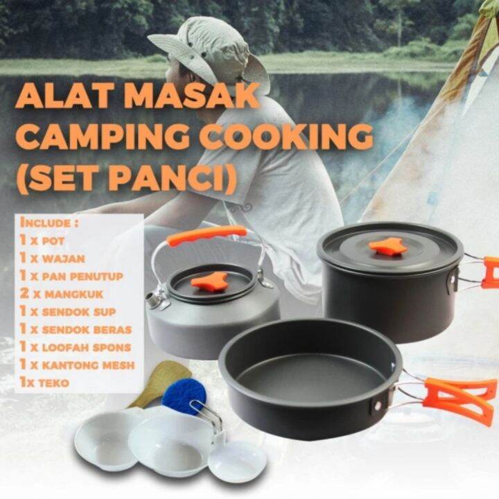 Cooking Set DS 308 Nesting Set DS308 Plus Teko Ceret Alat Masak Camping Camping Outdoor Portable