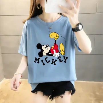 Summer Woman Korean T-shirt Mickey Mouse Short Sleeve Loose Pullover Shirt  Tops