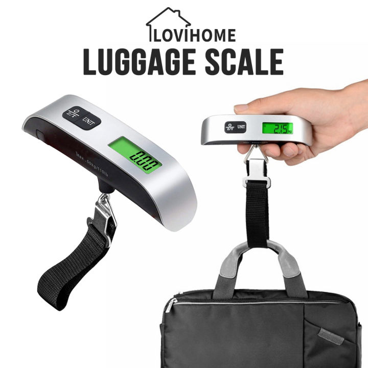 Digital Luggage Scale, 110LB Portable Handheld Baggage Scale for Travel, Suitcase  Scale with hook, Battery Included with Overweight Alert, White Backlight  LCD Display - Silver 