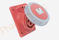 Haco เต้ารับแบบฝังทรงเฉียงชนิดกันน้ำ IP44 PCE ( HACO ) 414-6V/ Flanged Sockets Sloping (Position Of Earth Contact 6h Nickle-Plated Contact)  414-6V  16A ,400V, 3Pin (3P+E) Red (Flange H97xW80mm.)