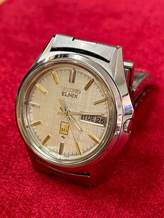 seiko-elnix-automatic-ตัวเรือนสแตนเลส-นาฬิกาผู้ชาย-นาฬิกามือสองของแท้