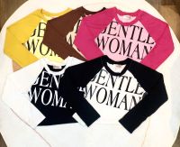 เสื้อครอปแขนยาวสกรีนลาย Gentle woman มี 5 สี เหลือง น้ำตาล ชมพู ดำ ขาว พร้อมส่ง