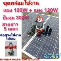 ปั๊มน้ำโซล่าเซลล์พร้อมแผงโซล่าเซลล์โพลี  120W  จำนวน 2 แผง ปั๊มDC 300W 12V สายไฟยาว 5 เมตร แถมฟรีสายขนานแผง 1 เมตร ต่อตรงใช้งานได้ทันที