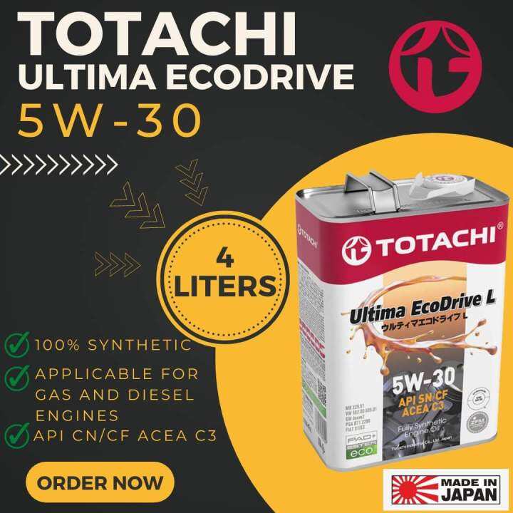 4 Liters Totachi 5W30 100% Synthetic Motor Oil for Diesel and Gasoline ...