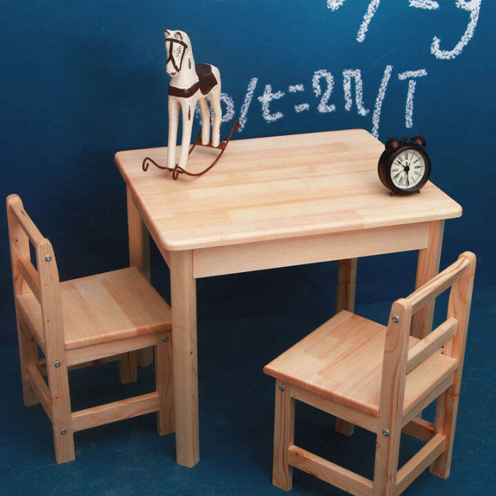 Promoting Children's Learning Pine Wood Table and Chair Kindergarten