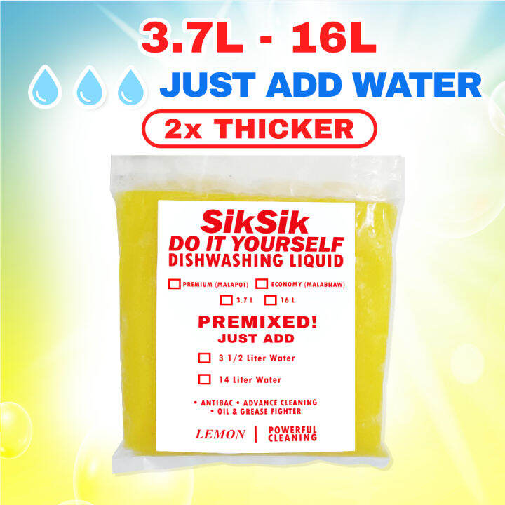 SIKSIK DIY Dishwashing Liquid Kit (3.7L 16L Yield) Easy Mix Formula Lemon Scent Lazada PH