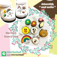 JBSet ??ตัวติดรองเท้ามีรู”บราวน์ เพื่อน ดอกไม้ “ ??Shoe charm “ Brown Friend Flower ”งานshop งานดี confirmed!!