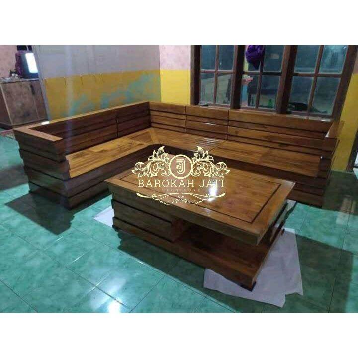 Kursi Sudut Minimalis Terbaru Model Box Kayu Jati | Lazada Indonesia