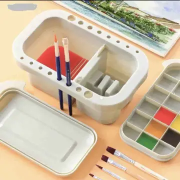 1pc Three-in-one Palette Color Box And Brush Washing Bucket Art Set, With Paint  Brush Organizer, Palette Box And Brush Cleaner