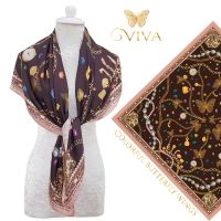 ผ้าพันคอ รุ่น Jewel Scarf เนื้อผ้า Silk Satin Premium Color : Dark Brown