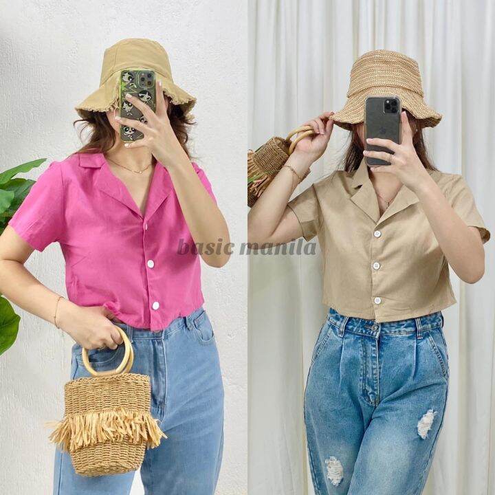 BASIC MANILA Cropped Linen Polo Lazada PH