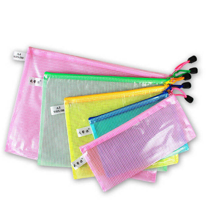 A4 B5 A5 A6 Paper Bag Mesh Bag Zipper Bag Mesh Edge Sliding Bag Net ...