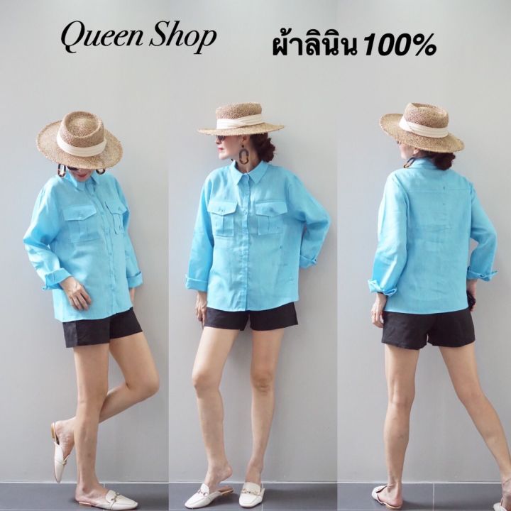 เสื้อเชิ้ตแขนยาวลินินแท้100-ใหม่ล่าสุด-สวยดูดีมาก