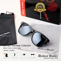 แว่นตากันแดด Richard Walker Wayfarer เลนส์กระจกดำ กรอบดำ กัน UV400% พร้อมรับประกัน1ปีเต็ม Sunglasses