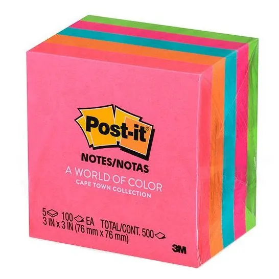 3M Post It Notes 654-5PK 3x3 Neon Colour 5pads/Pack | Lazada