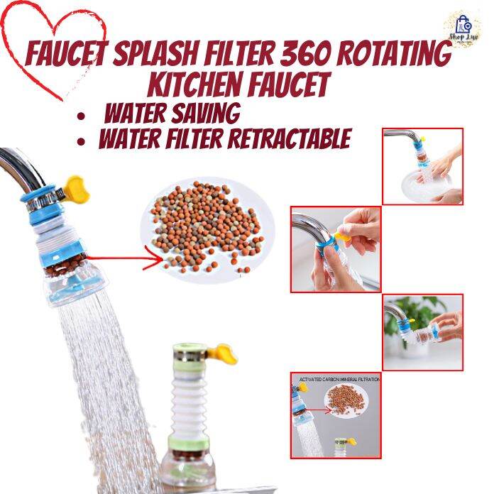 Faucet Filter Retractable 360 Rotating Splash Water Saving Water Filter