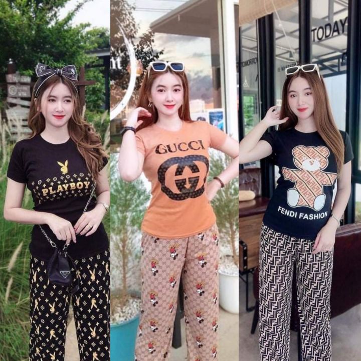 ชุดเซ็ท-2-ชิ้น-เสื้อยืดรัดรูปนมโต-กางเกง-อัพเดทลงลายใหม่เรื่อยๆกดติดตามร้านไว้นะคะ-ชุดแฟชั่น-เสื้อผ้าแฟชั่น