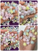 ลูกปัดDIYสร้อยข้อมือคละสีหวานขนาด10-14มิลสีสวย(หนัก40กรัม)