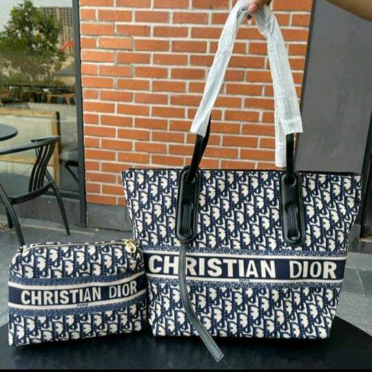 Tas Dior Tote Kanvas Bag Blue Tas Wanita Import | Lazada Indonesia