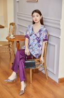 ชุดนอน Violet tulip pajamas (Premium silk satin)