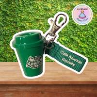 {พร้อมส่ง} Cafe Amazon Reusable Cup คาเฟ่ อเมซอน พวงกุญแจแก้วน้ำ #สีเขียว