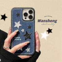 Wansheng เคสโทรศัพท์มือถือลายปักรูปดาวห้าแฉกผ้ายีนส์ดูแพงสำหรับ iphone15promax iPhone 14เคสนิ่มซิลิโคนกันกระแทกไอเดียสร้างสรรค์สไตล์นิยมในคนกลุ่มหนึ่งใส่ช่วงฤดูใบไม้ร่วงและฤดูหนาวสำหรับผู้หญิงแบบใหม่สำหรับ11 15pro 12 13PM