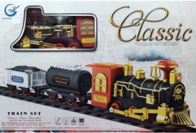 M-Moneytoys รถไฟคลาสลิควิ่งในราง พร้อมโบกี้ มีเสียง มีไฟ และควัน ใส่ถ่าน 2A 4 ก้อน (uljo)