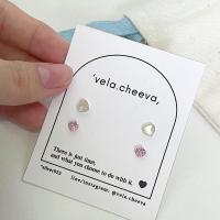 vela.cheeva : *silver925 / earring set ต่างหูเงินแท้ เซ็ตหัวใจเปลือกหอยมุกและเพชร cz