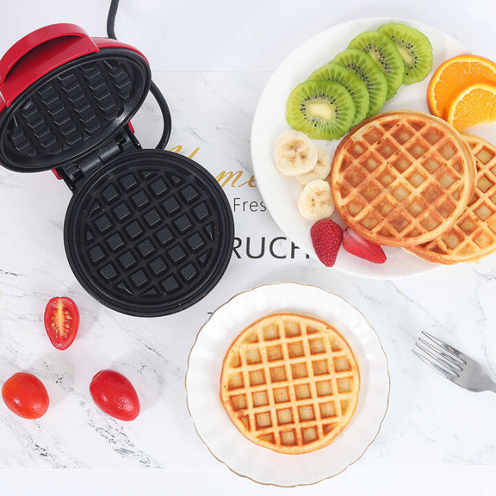 Mini Waffle Maker Pembuat Waffle Elektrik Cetakan Wafle Eralatan Masak Cetakan Wafle Anti