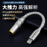 อะแดปเตอร์หูฟัง Apple TO mm สายถอดรหัส DAC สายแปลง Lighting เงินแท้สำหรับ iPhone