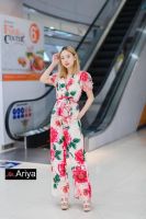 Ariya ❤️ พร้อมส่ง 4XL❤️ ชุดเซท(set) ขายาวแขนสั้น ลายกุหลาบแดง ผ้าชีฟองนุ่มนิ่ม กางเกงผ้าไม่บาง มีซับใน ใส่สบาย