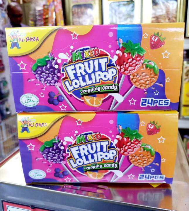 24PCS MIXED FRUIT LOLLIPOP + POPPING CANDY ALIBABA HALAL Lazada