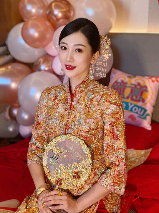 Golden Wedding Five Blessings Chinese Wedding Dress Xiuhe Dress Lazada